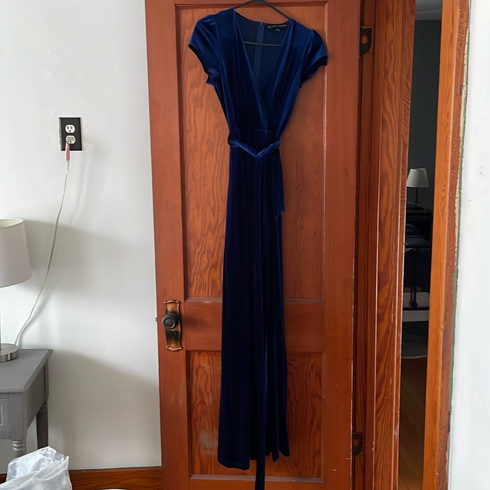 Blue Velvet Cap Sleeve Dress